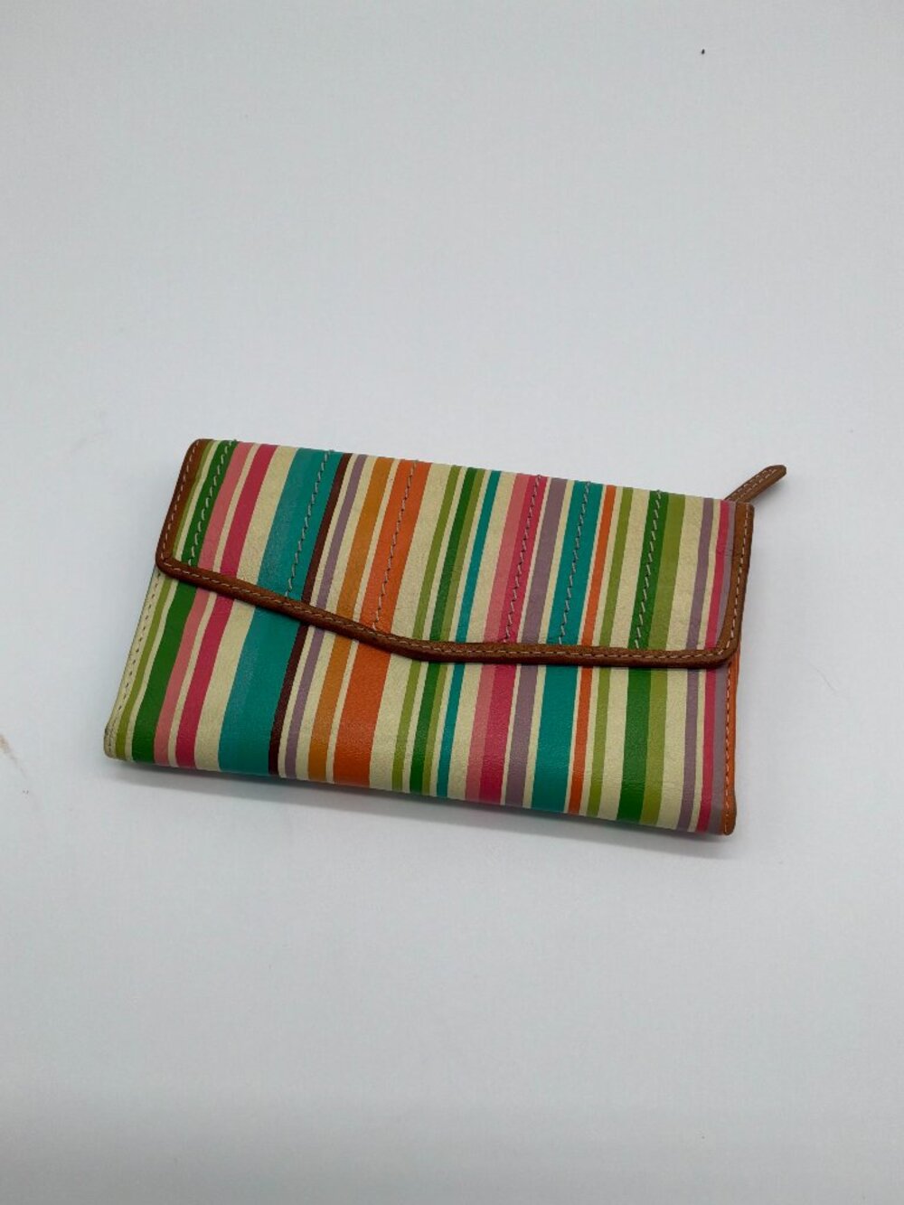 Fossil‎ Multi-Color Striped Leather Checkbook Wallet